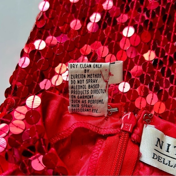 Vintage Niteline Della Roufogali Red Sequin Beaded Gown Maxi Dress Size 12 - Picture 12 of 12
